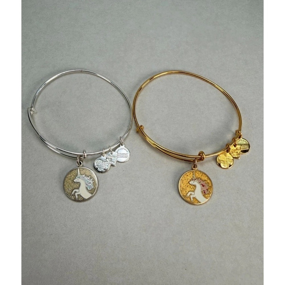 Alex And Ani Unicorn Charity By Design Bangle Bracelet Set Gold Silver Tone